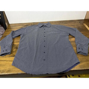 Peter Millar Summer Comfort Shirt Men’s L Button Up Long Sleeve Blue Geometric